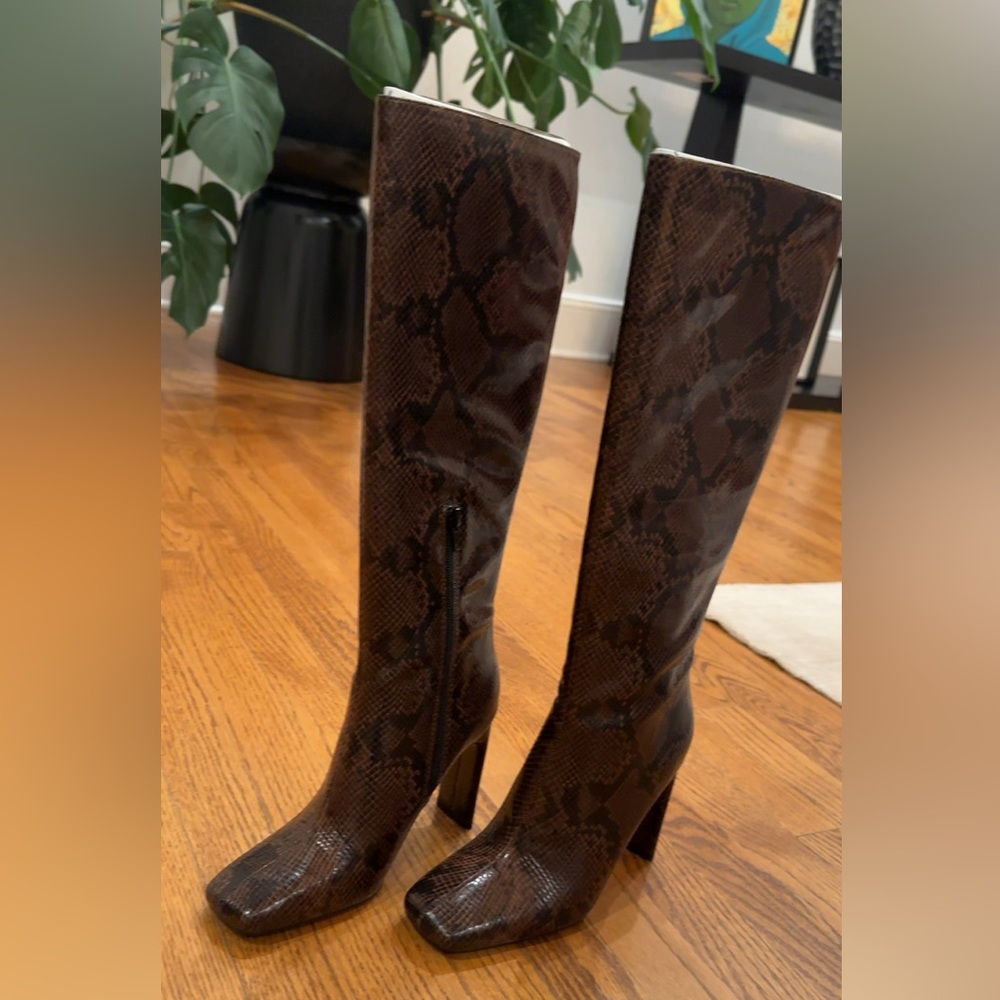 brand new snake print calf boots